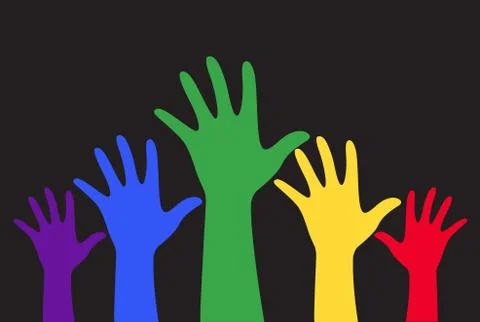 Hands up colorful vector Stock Illustration