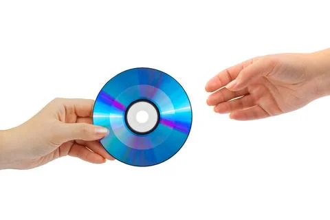 Hands with computer disk Hands with computer disk cd isolated on white bac... Stock Photos