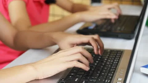 Hands In Computer Stock Footage 10828027