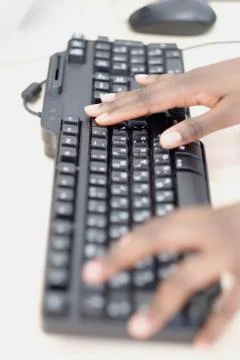Hands on the computer keyboard. Stock Photos