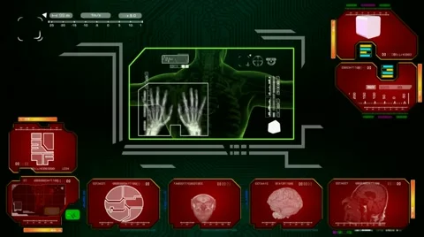 Hands - Computer Scan - red 01 Stock Footage 59138401