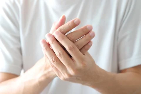 Hands of computer users have pain and injury to the fingers. From Syndrome Sy Stock Photos