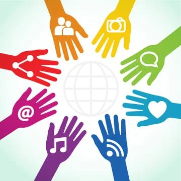Hands connected to share Stock Illustration