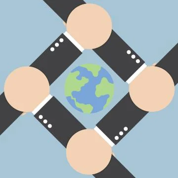 Hands connecting around the world Illustrazione stock