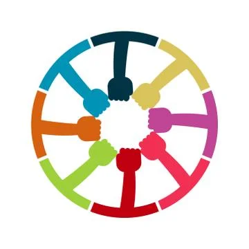 Hands Connecting Concept,Group of Holding handle in a circle the summit worke Stock Illustration