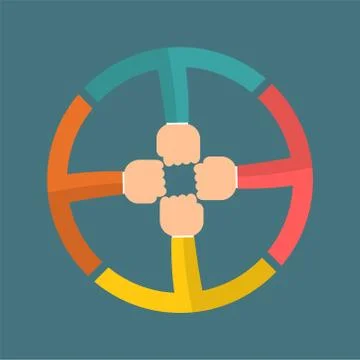 Hands Connecting Concept,Group of Holding handle in a circle the summit worke Stock Illustration