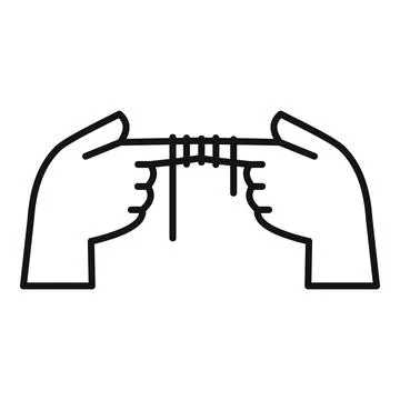 Hands connecting fingers with string line icon Stock Illustration