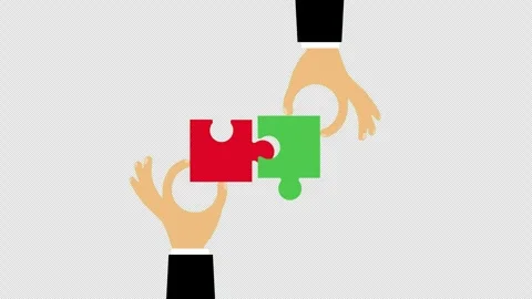 Hands Connecting Puzzle Pieces Symbolizing Teamwork Collaboration and Problem 库存影片 339781003