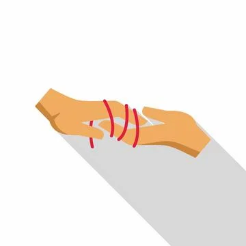 Hands connecting with red string of fate icon Stock Illustration