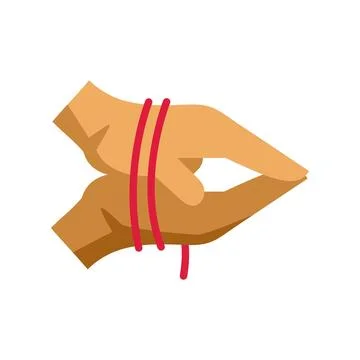 Hands connecting with red string showing unity ritual Stock Illustration
