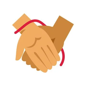Hands connecting with red thread of destiny Stock Illustration