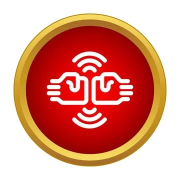 Hands connecting transmitting wireless signal icon button Stock Illustration
