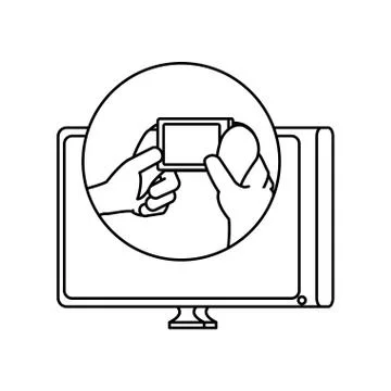 Hands with control video game and tv Stock Illustration