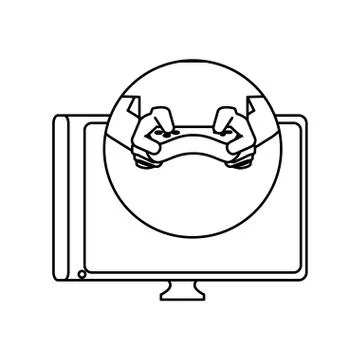 Hands with control video game and tv Stock Illustration