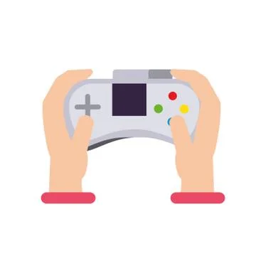 Hands with control video game isolated icon Stock Illustration