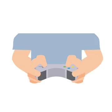 Hands with control video game isolated icon Stock Illustration