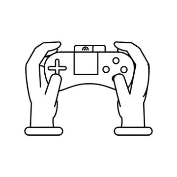 Hands with control video game isolated icon Stock Illustration