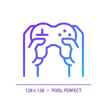 Hands with controller pixel perfect gradient linear vector icon 스톡 일러스트