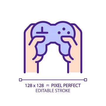 Hands with controller pixel perfect RGB color icon 스톡 일러스트