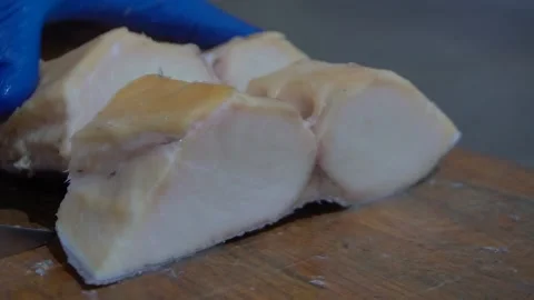 The hands of the cook cut the fish Stock Footage 148463678