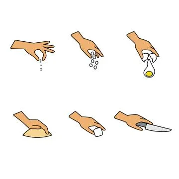 Hands with cooking ingredients and tools Stock Illustration