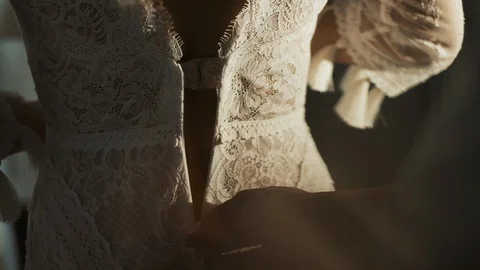 Hands Correct The Bride's Dress. Video stock 108629966