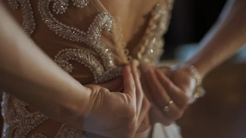 Hands Correct The Bride's Dress. Video stock 111782266