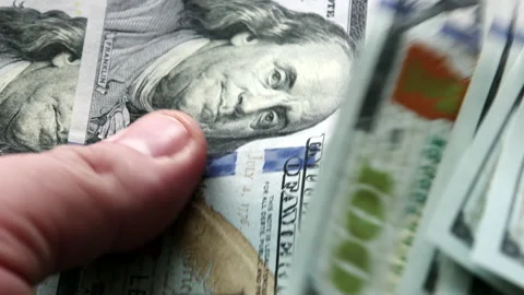 Hands count American dollars Stock Footage 148091463