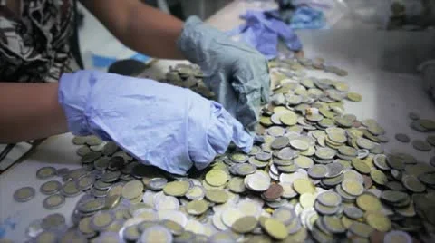 Hands Counting Coins Stock Footage 12295111