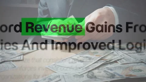Hands Counting Dollar Bills With Revenue Increase Text Stock Footage 337732776