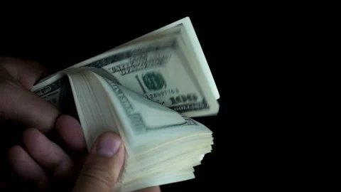 Hands counting dollar bills in slow motion Stock Footage 151113659