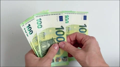 Hands Counting Euro Banknotes Close Up Stock Footage 340656613