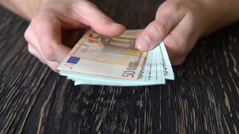 Hands counting euro bills Stock Footage 88706332