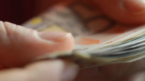 Hands counting euro paper banknotes - closeup Stock Footage 56439333