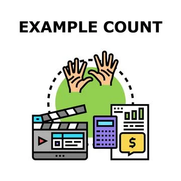 Hands counting example with calculator and documents Stock Illustration