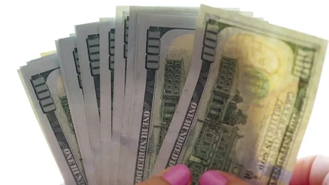 Hands counting money closeup 스톡 동영상 74355377