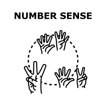 Hands counting numbers illustrating mathematical sense concept Stock Illustration