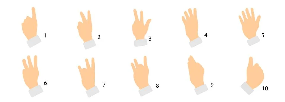 Hands Counting in sign language Stock Illustration