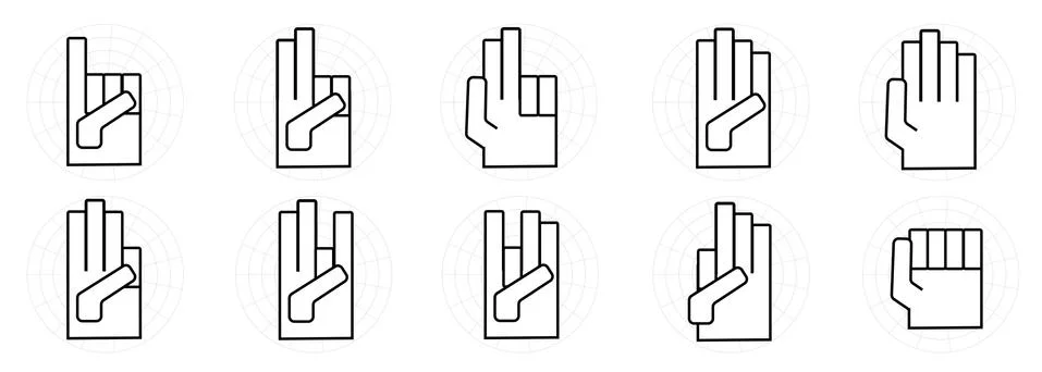 Hands Counting in sign language Stock Illustration