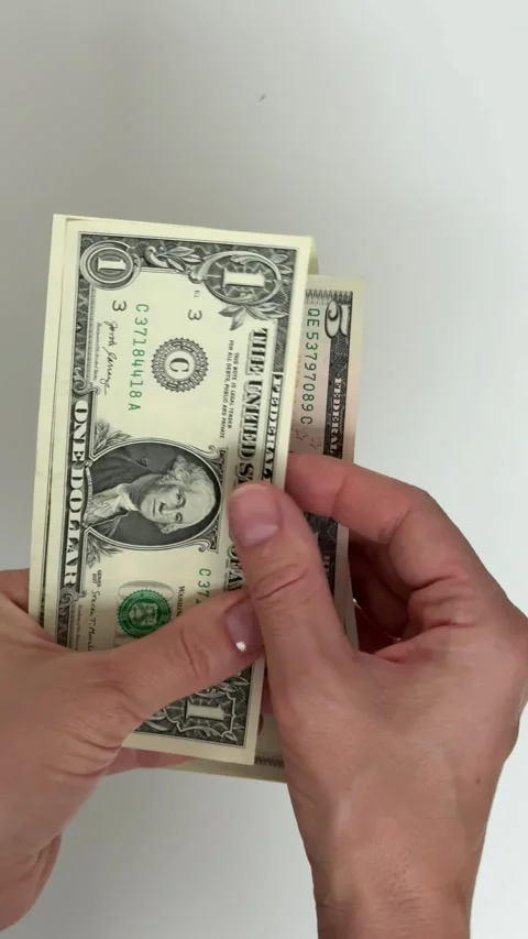 Hands Counting US Dollar Banknotes Close Up Vertical Stock Footage 340651664