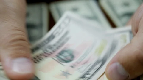 Hands Counting US Dollar Bills Stock Footage 121068070