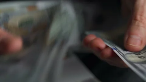 Hands counting US Dollar bills or paying in cash. Concept of investment, success Video stock 171981957