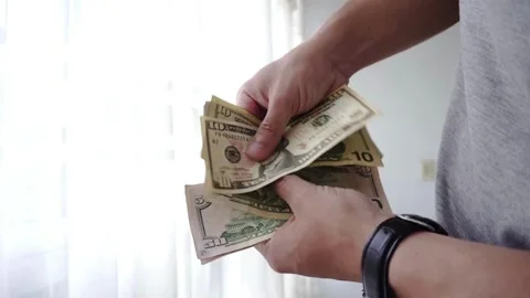 Hands Counting US Dollar Bills — Finance, Savings, and Payment Concept Video stock 319202240