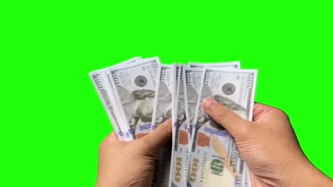 Hands Counting US Dollar Bills 100 Cash Green Screen Chroma Key Stock Footage 341262274
