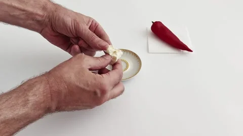 Hands Crafting: Smooth Cheese Prep Texture Focus Vídeos de archivo 310822886