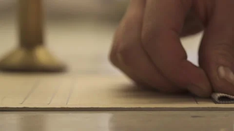 Hands of a craftsman bending leather blanks in production Stock Footage 266144791