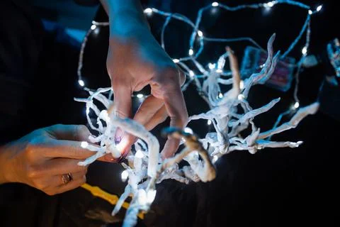 The hands of the craftsman make a crown Stock Photos
