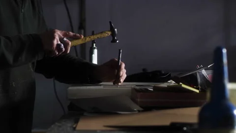 The hands of a craftsman work the made in italy leather Video stock 223885484