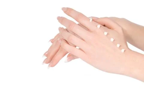 Hands with cream Stock Photos