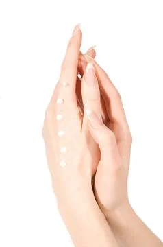 Hands with cream 스톡 사진